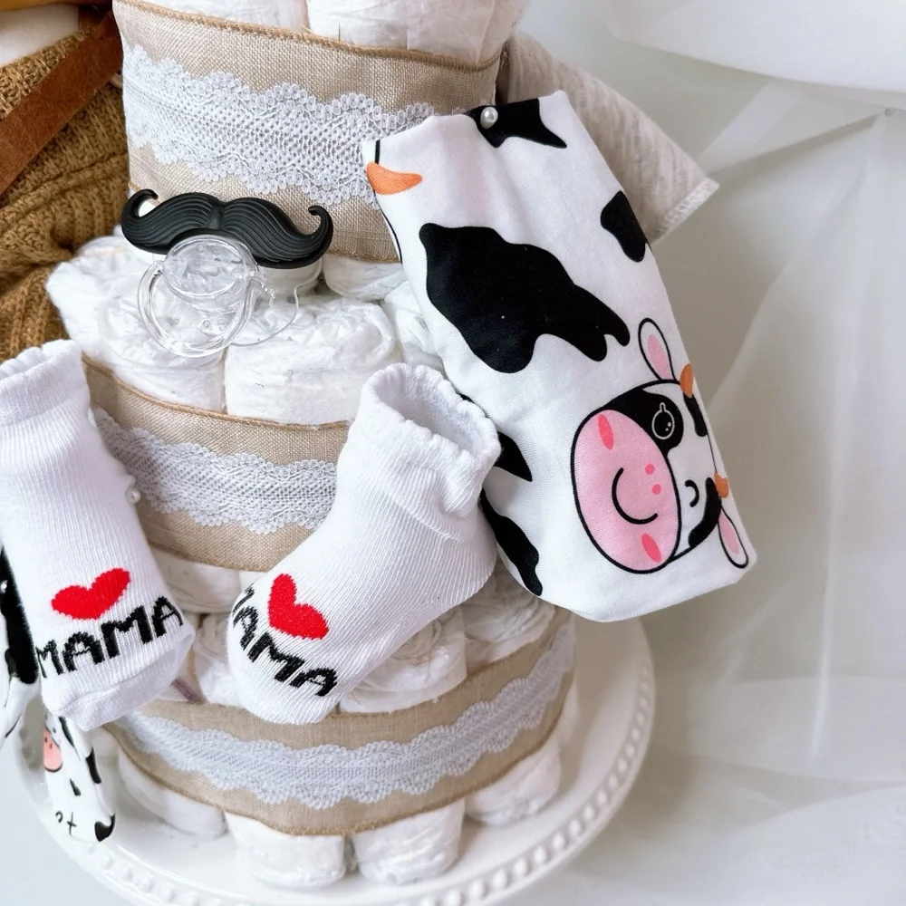 Cow Diaper Cake, Farm Baby Shower